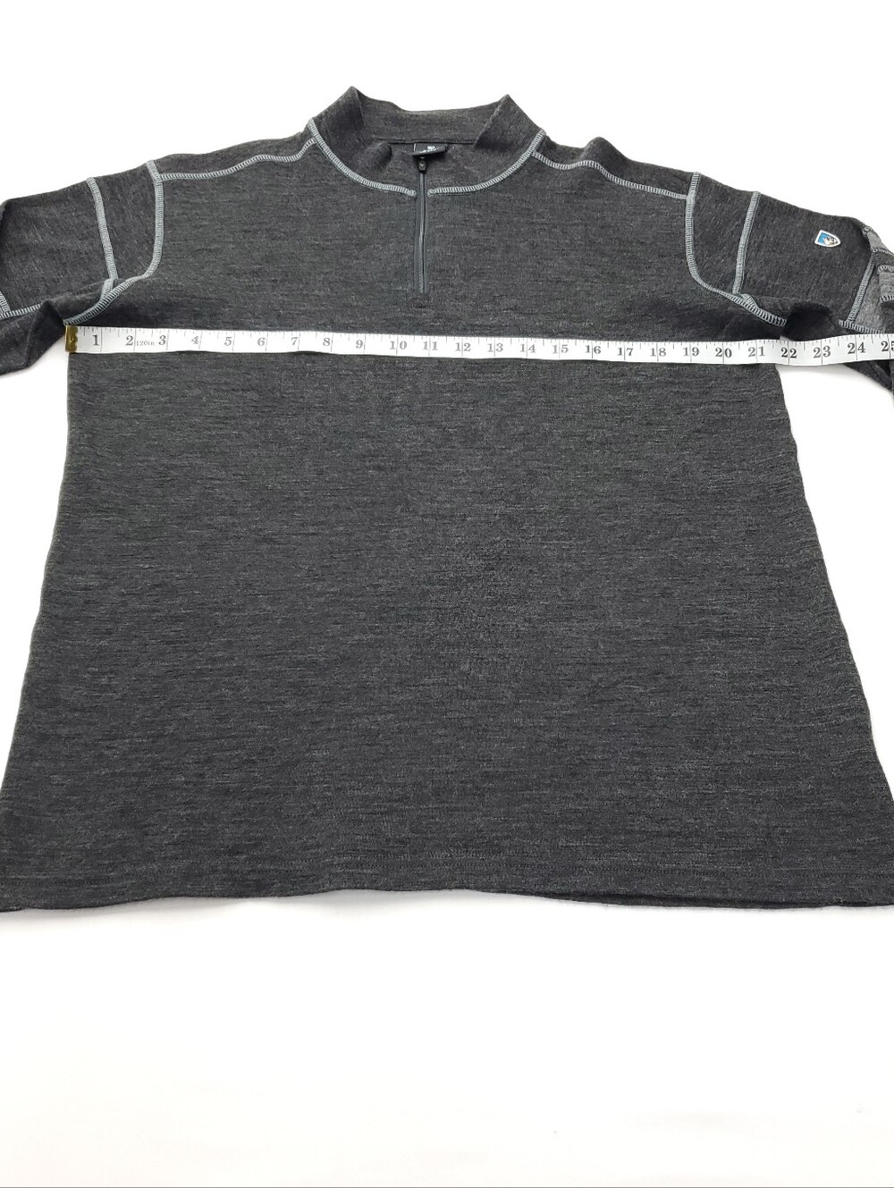 Kuhl Team Sweater Mens Size Large Merino Wool Gray 1/4 Zip Warm Hiking Outdoors - Picture 5 of 10